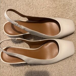 Nordstrom Rack White Slingback Block Heel Pumps